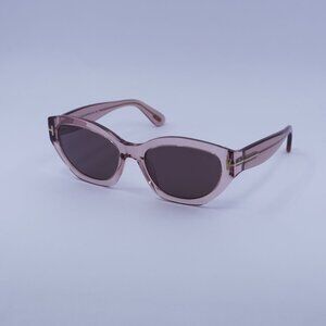 Tom Ford FT1086 72E Penny Sunglasses Pink Cat Eye Frame, Brown Lenses